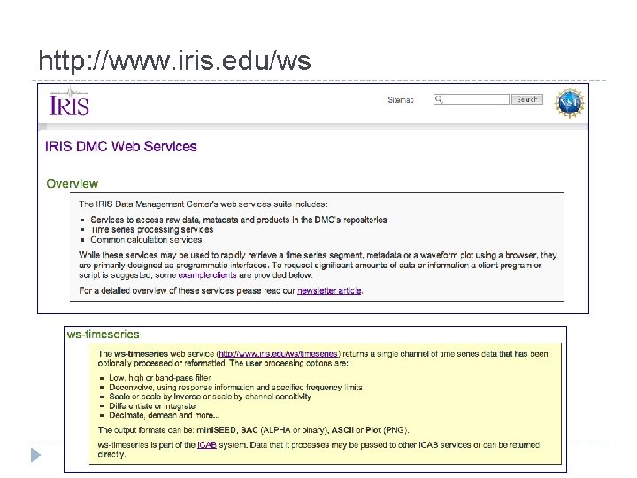 http: //www. iris. edu/ws 