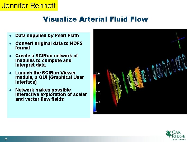 Jennifer Bennett Visualize Arterial Fluid Flow · Data supplied by Pearl Flath · Convert