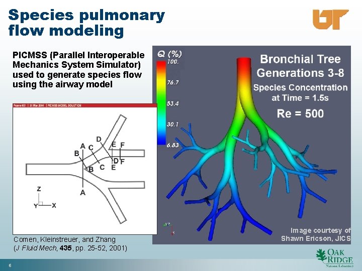 Species pulmonary flow modeling PICMSS (Parallel Interoperable Mechanics System Simulator) used to generate species