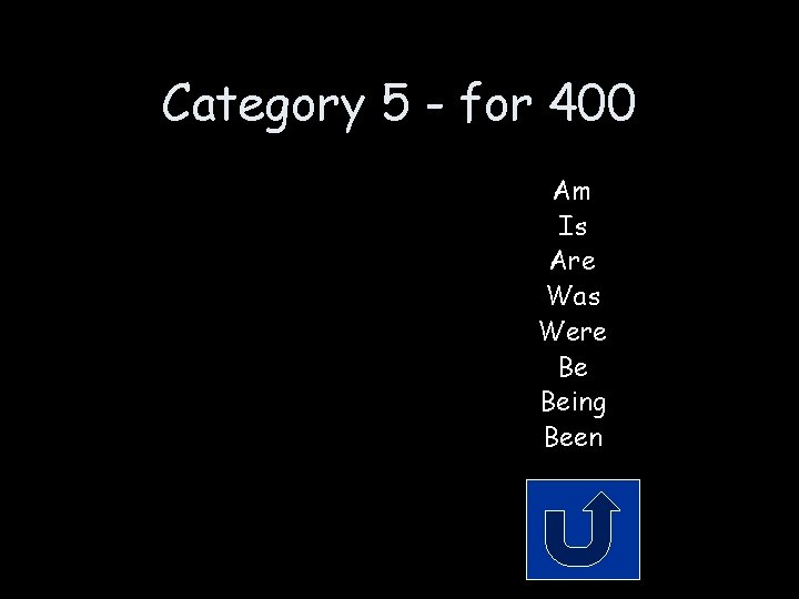 Category 5 - for 400 Am Is Are Was Were Be Being Been 