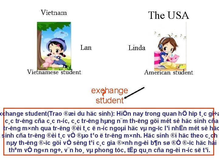 Vietnam The USA Lan Linda Vietnamese student American student ? exchange student(Trao ®æi du