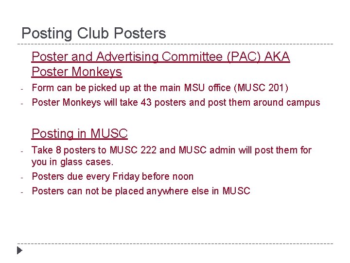 Posting Club Posters Poster and Advertising Committee (PAC) AKA Poster Monkeys - Form can