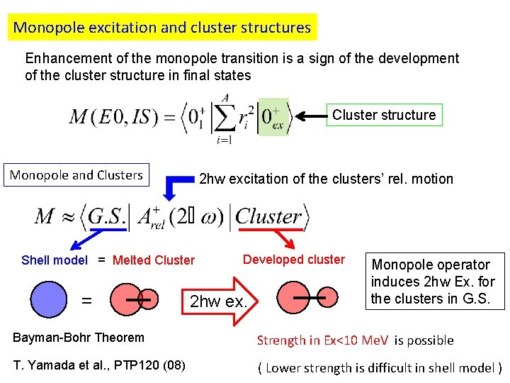 Monopole excitation and cluster structures Enhancement of the monopole transition is a sign of