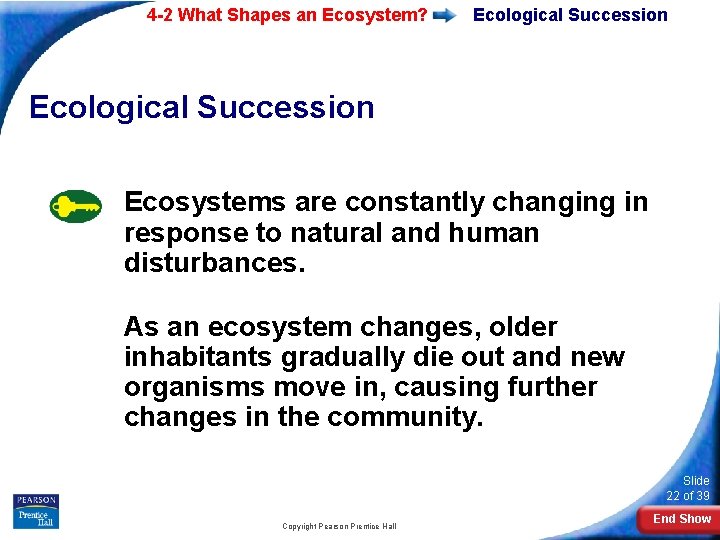 4 -2 What Shapes an Ecosystem? Ecological Succession Ecosystems are constantly changing in response