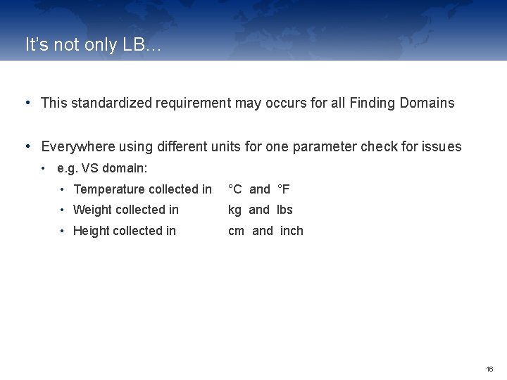 It’s not only LB… • This standardized requirement may occurs for all Finding Domains
