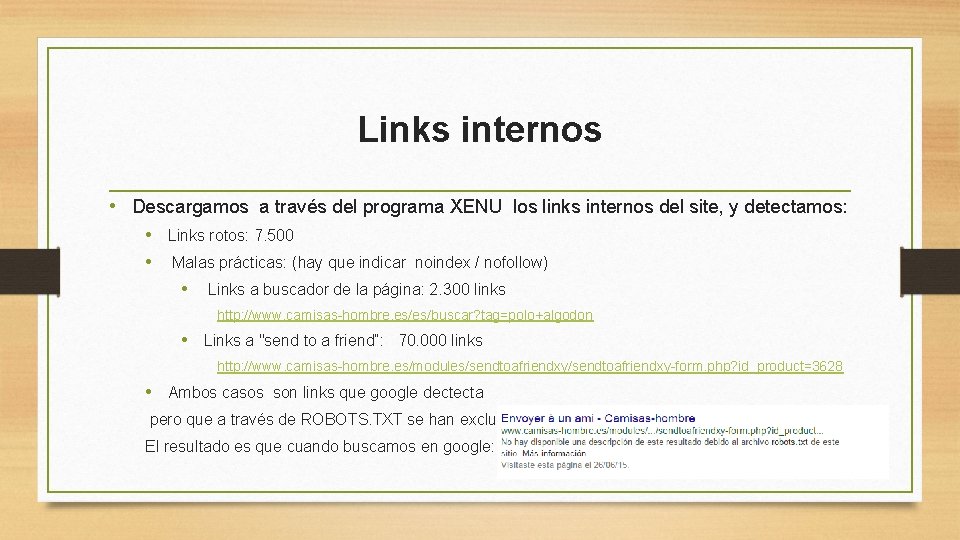 Links internos • Descargamos a través del programa XENU los links internos del site,