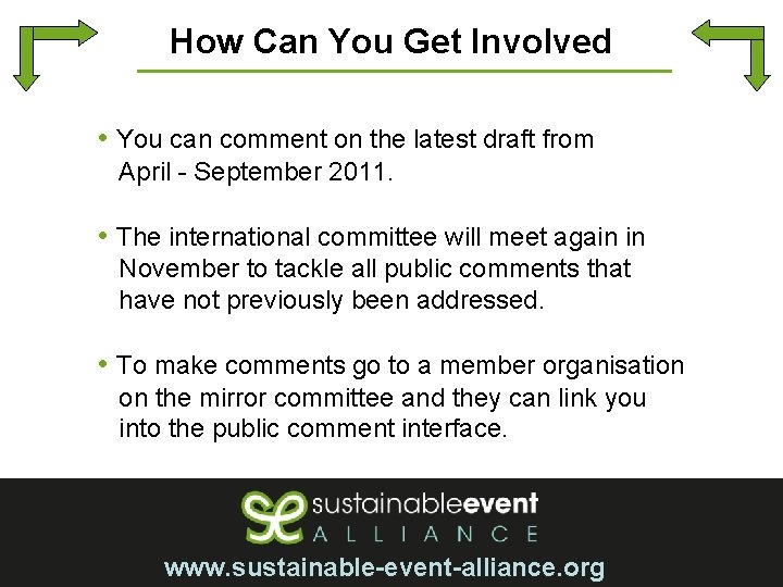 How Can You Get Involved • You can comment on the latest draft from