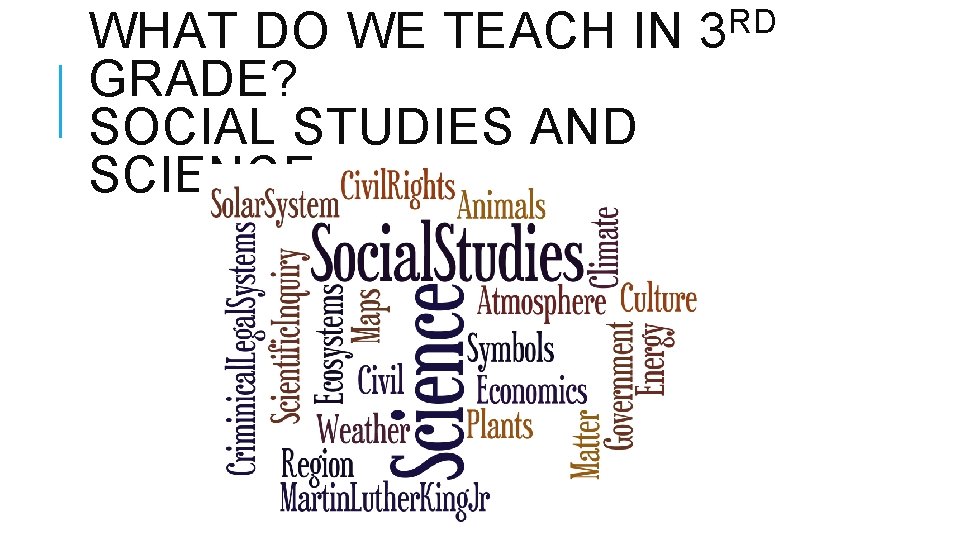 WHAT DO WE TEACH IN GRADE? SOCIAL STUDIES AND SCIENCE RD 3 