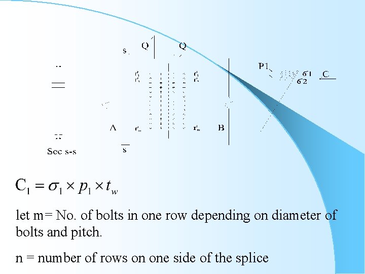 let m= No. of bolts in one row depending on diameter of bolts and