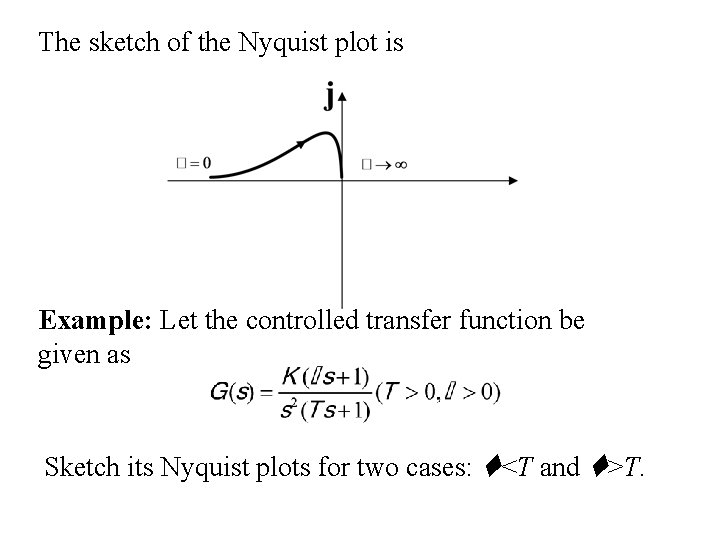 The sketch of the Nyquist plot is Example: Let the controlled transfer function be