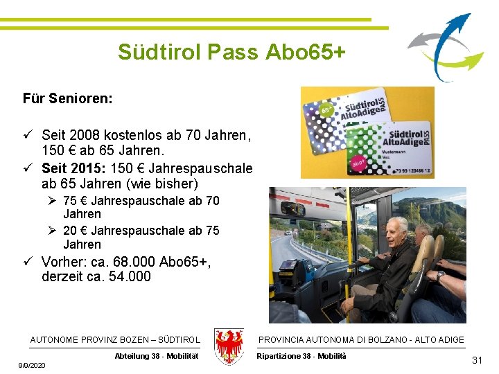 Südtirol Pass Abo 65+ Für Senioren: ü Seit 2008 kostenlos ab 70 Jahren, 150