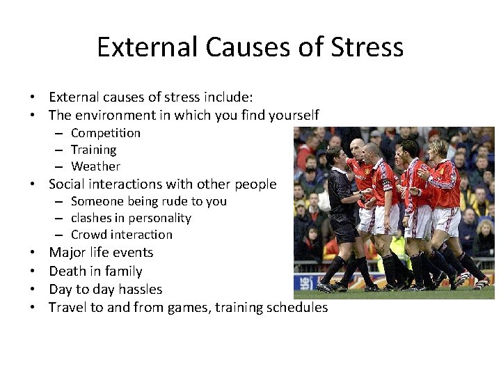 External Causes of Stress • External causes of stress include: • The environment in