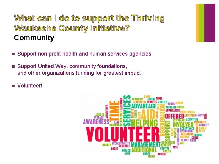 What can I do to support the Thriving Waukesha County Initiative? Community n Support