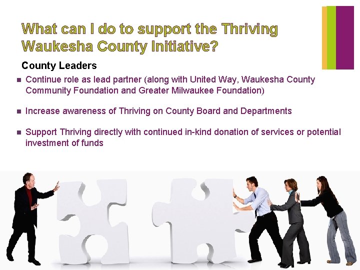 What can I do to support the Thriving Waukesha County Initiative? County Leaders n