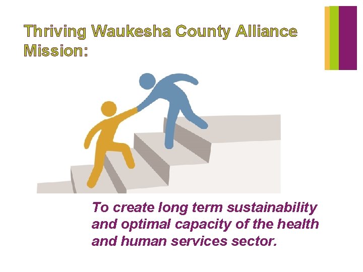 Thriving Waukesha County Alliance Mission: To create long term sustainability and optimal capacity of