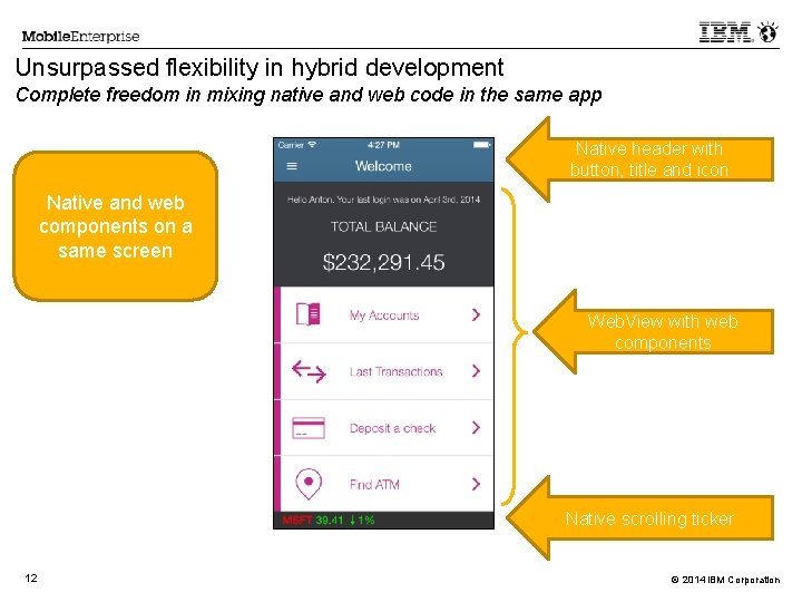Unsurpassed flexibility in hybrid development Complete freedom in mixing native and web code in