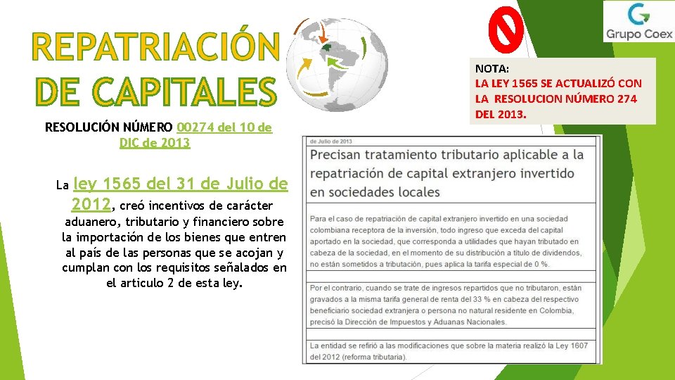 RESOLUCIÓN NÚMERO 00274 del 10 de DIC de 2013 La ley 1565 del 31