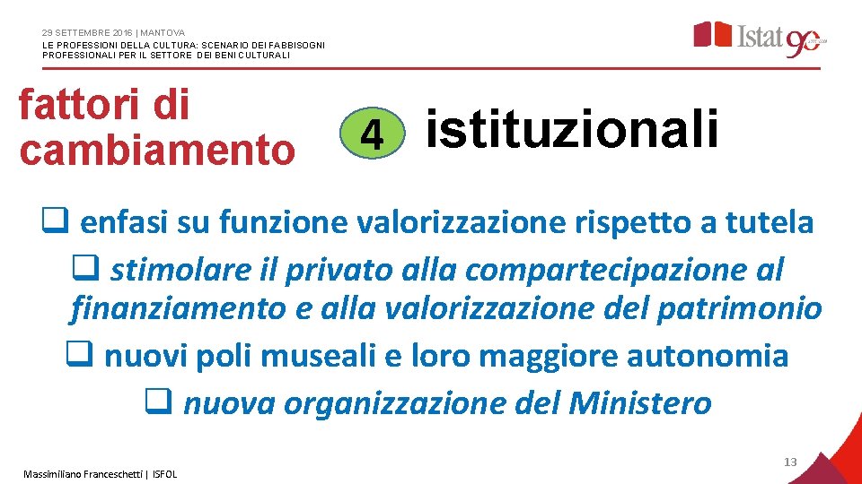 29 SETTEMBRE 2016 | MANTOVA LE PROFESSIONI DELLA CULTURA: SCENARIO DEI FABBISOGNI PROFESSIONALI PER