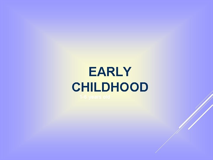 EARLY CHILDHOOD 1 -6 years old 