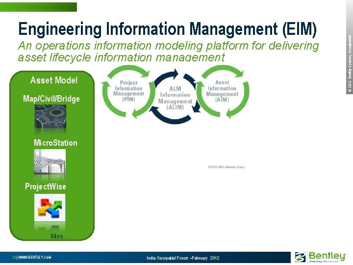 An operations information modeling platform for delivering asset lifecycle information management Asset Model Bentley