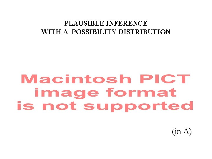 PLAUSIBLE INFERENCE WITH A POSSIBILITY DISTRIBUTION (in A) 