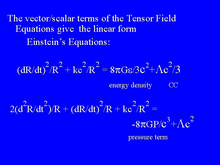 The vector/scalar terms of the Tensor Field Equations give the linear form Einstein’s Equations: