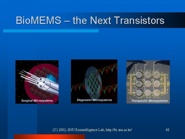 Bio. MEMS – the Next Transistors (C) 2002, SNU Biointelligence Lab, http: //bi. snu.