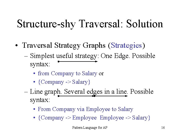 Structure-shy Traversal: Solution • Traversal Strategy Graphs (Strategies) – Simplest useful strategy: One Edge.