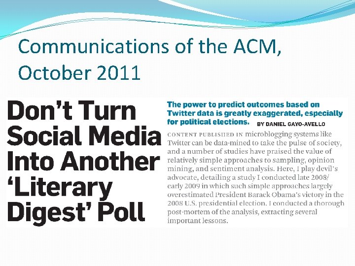 Communications of the ACM, October 2011 