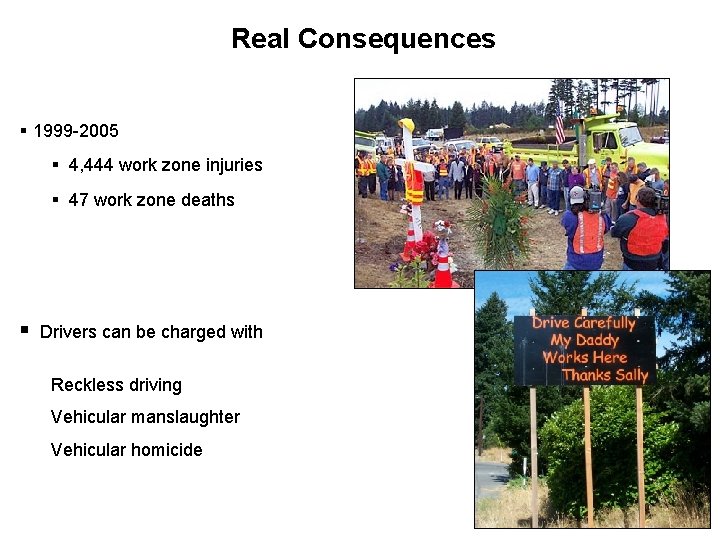 Real Consequences § 1999 -2005 § 4, 444 work zone injuries § 47 work