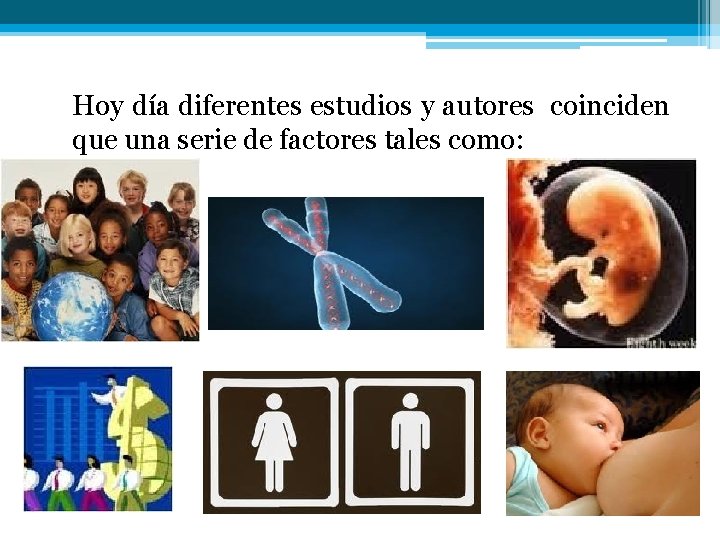 Hoy día diferentes estudios y autores coinciden que una serie de factores tales como: