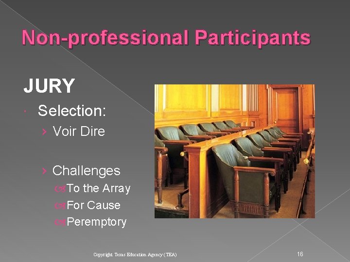 Non-professional Participants JURY Selection: › Voir Dire › Challenges To the Array For Cause Non-professional Participants JURY Selection: › Voir Dire › Challenges To the Array For Cause