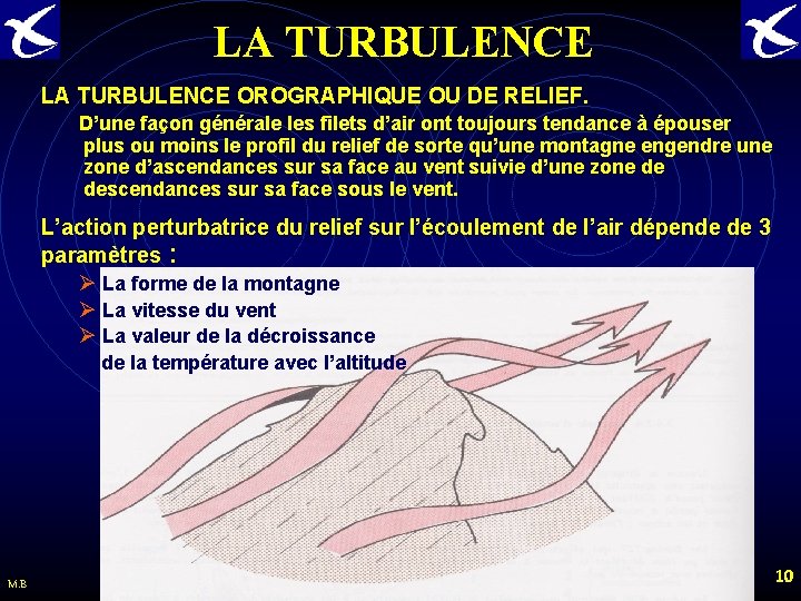 LA TURBULENCE OROGRAPHIQUE OU DE RELIEF. D’une façon générale les filets d’air ont toujours