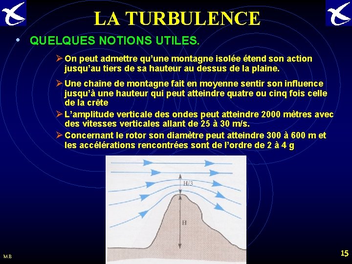 LA TURBULENCE • QUELQUES NOTIONS UTILES. Ø On peut admettre qu’une montagne isolée étend