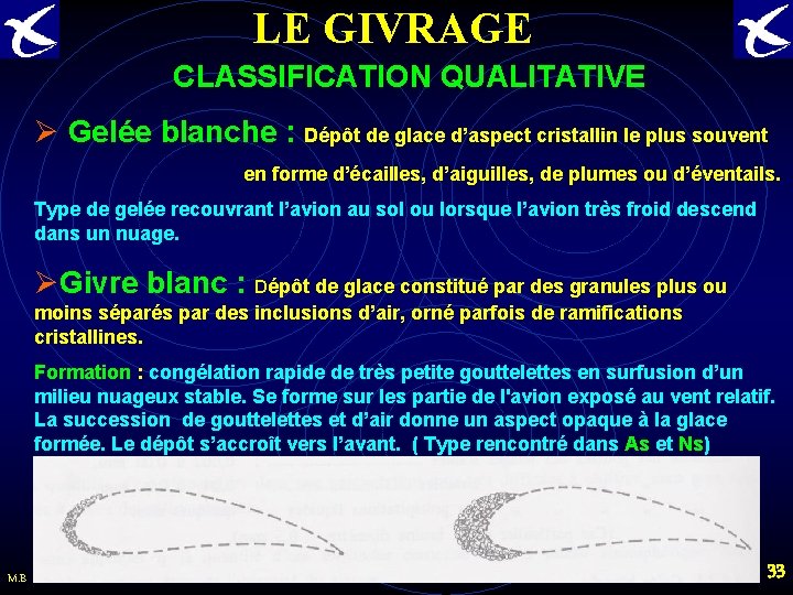 LE GIVRAGE CLASSIFICATION QUALITATIVE Ø Gelée blanche : Dépôt de glace d’aspect cristallin le