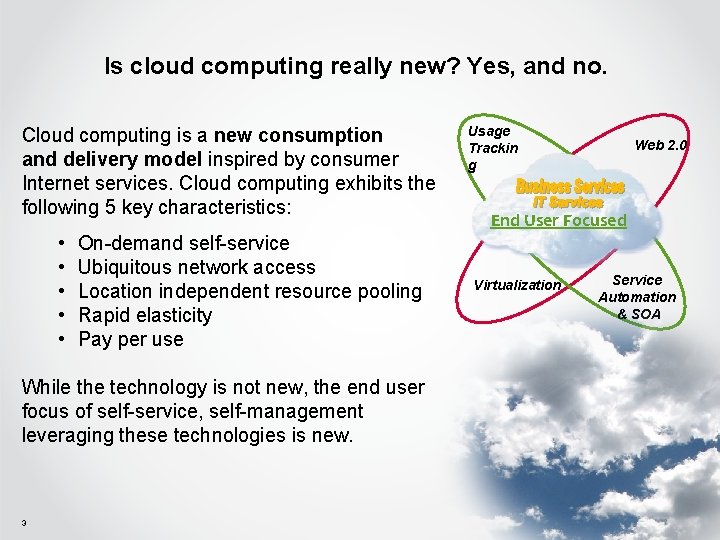 Is cloud computing really new? Yes, and no. Cloud computing is a new consumption