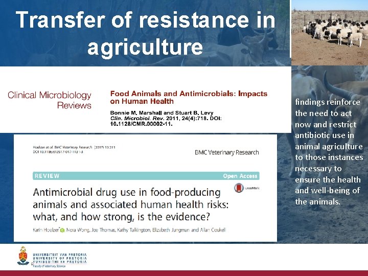 Transfer of resistance in agriculture findings reinforce the need to act now and restrict