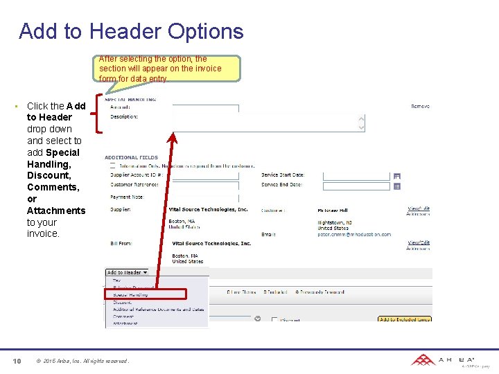 Add to Header Options After selecting the option, the section will appear on the