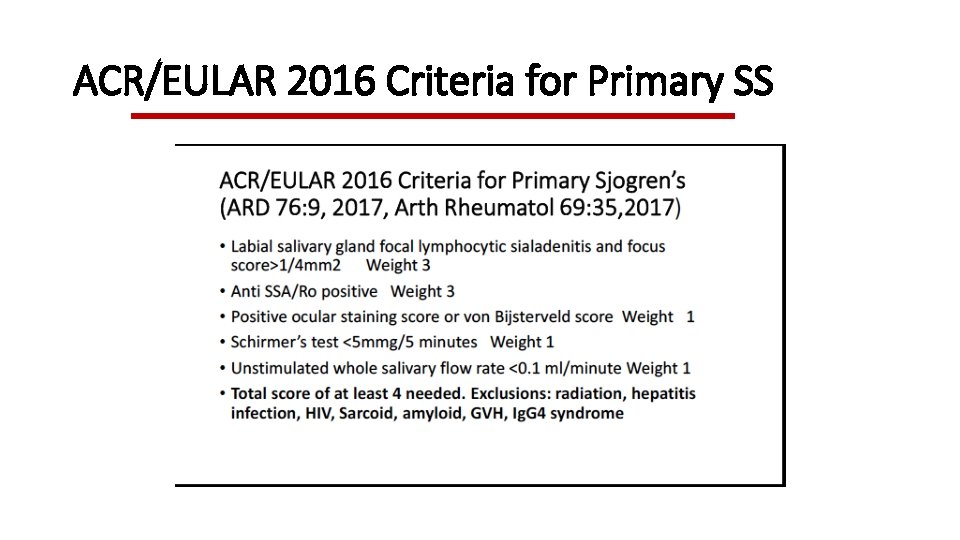 ACR/EULAR 2016 Criteria for Primary SS 