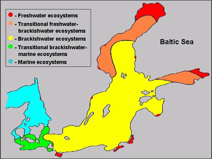  - Freshwater ecosystems - Transitional freshwaterbrackishwater ecosystems - Brackishwater ecosystems - Transitional brackishwatermarine