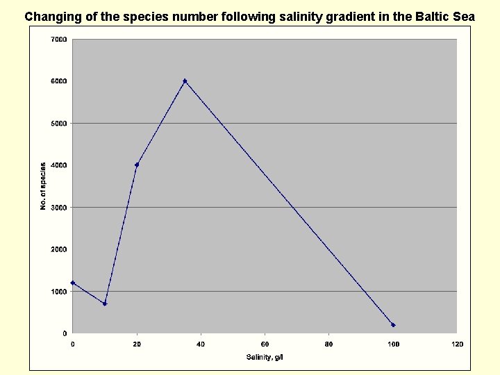 Changing of the species number following salinity gradient in the Baltic Sea 