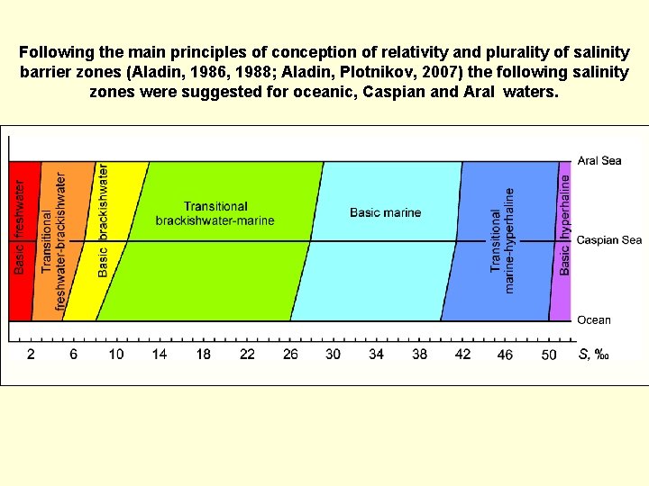 Following the main principles of conception of relativity and plurality of salinity barrier zones