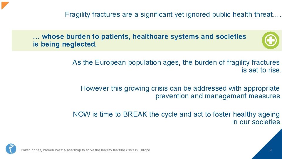 Fragility fractures are a significant yet ignored public health threat…. … whose burden to