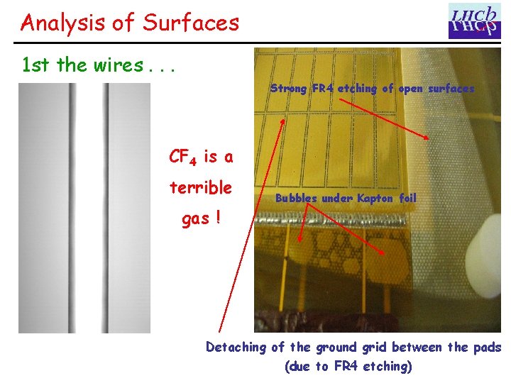 Analysis of Surfaces 1 st the wires. . . Strong FR 4 etching of