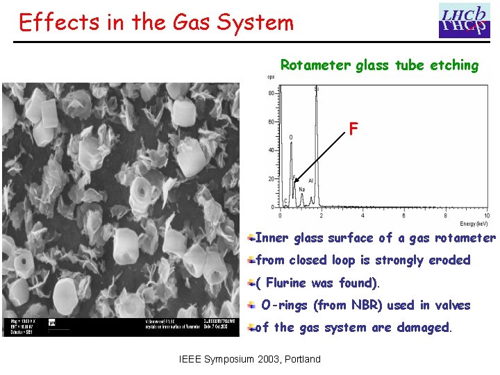 Effects in the Gas System Rotameter glass tube etching F Inner glass surface of