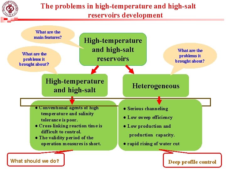 The problems in high-temperature and high-salt reservoirs development What are the main features? What