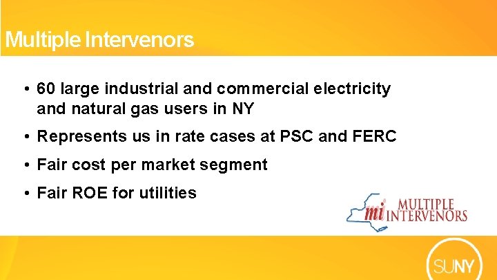 Multiple Intervenors • 60 large industrial and commercial electricity and natural gas users in