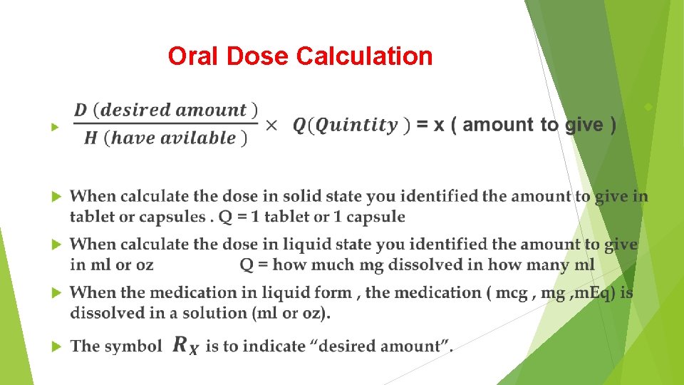 Oral Dose Calculation 