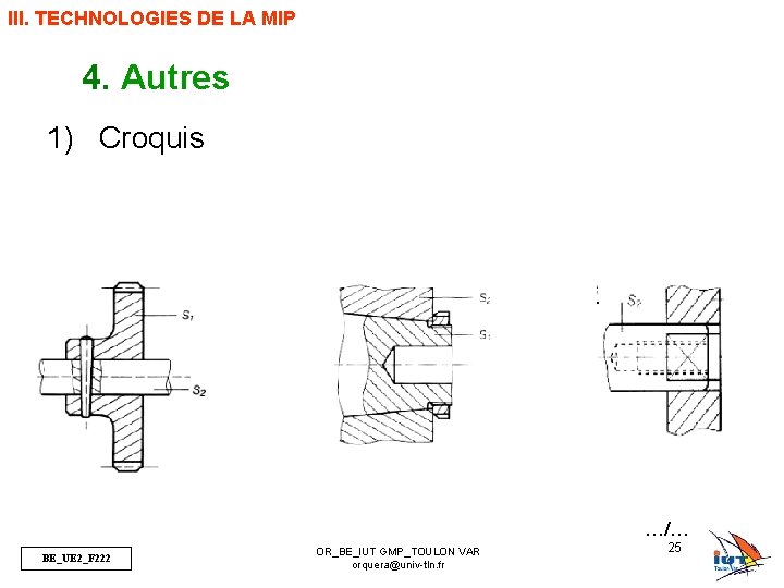 III. TECHNOLOGIES DE LA MIP 4. Autres 1) Croquis Centrage Peu coûteux Goupille fusible
