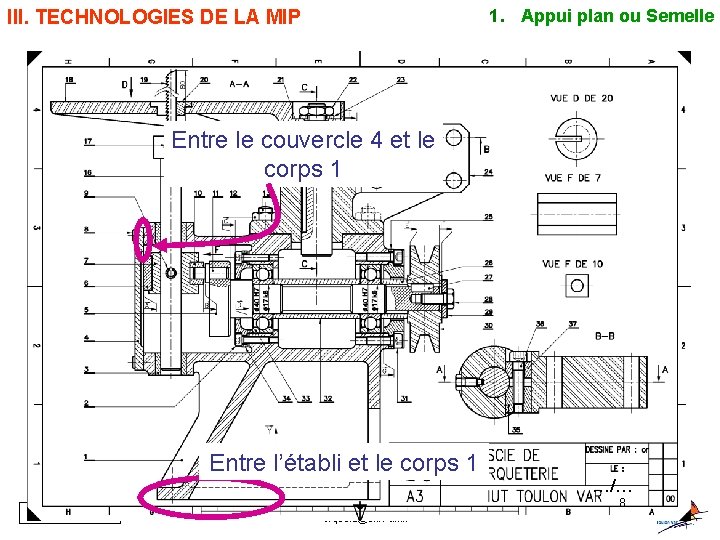 III. TECHNOLOGIES DE LA MIP 1. Appui plan ou Semelle Entre le couvercle 4